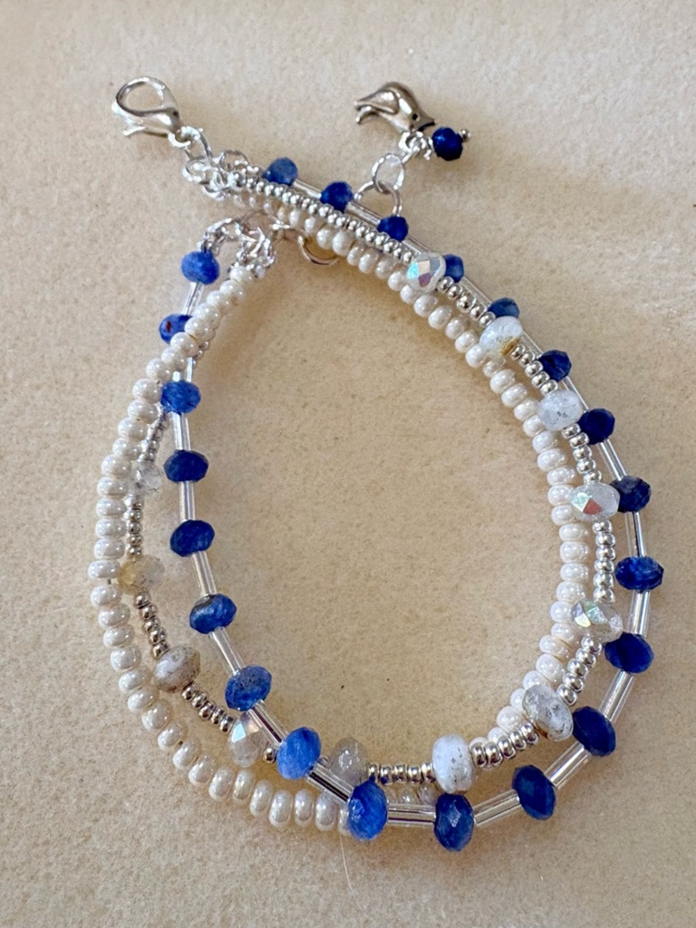 Blue Kyanite and Czech Glass  Multi-Strand Bracelet.
